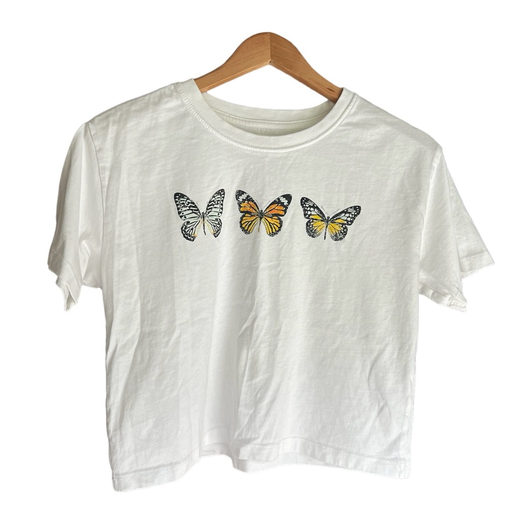 Monarch butterfly graphic tee shirt crop top by Garage